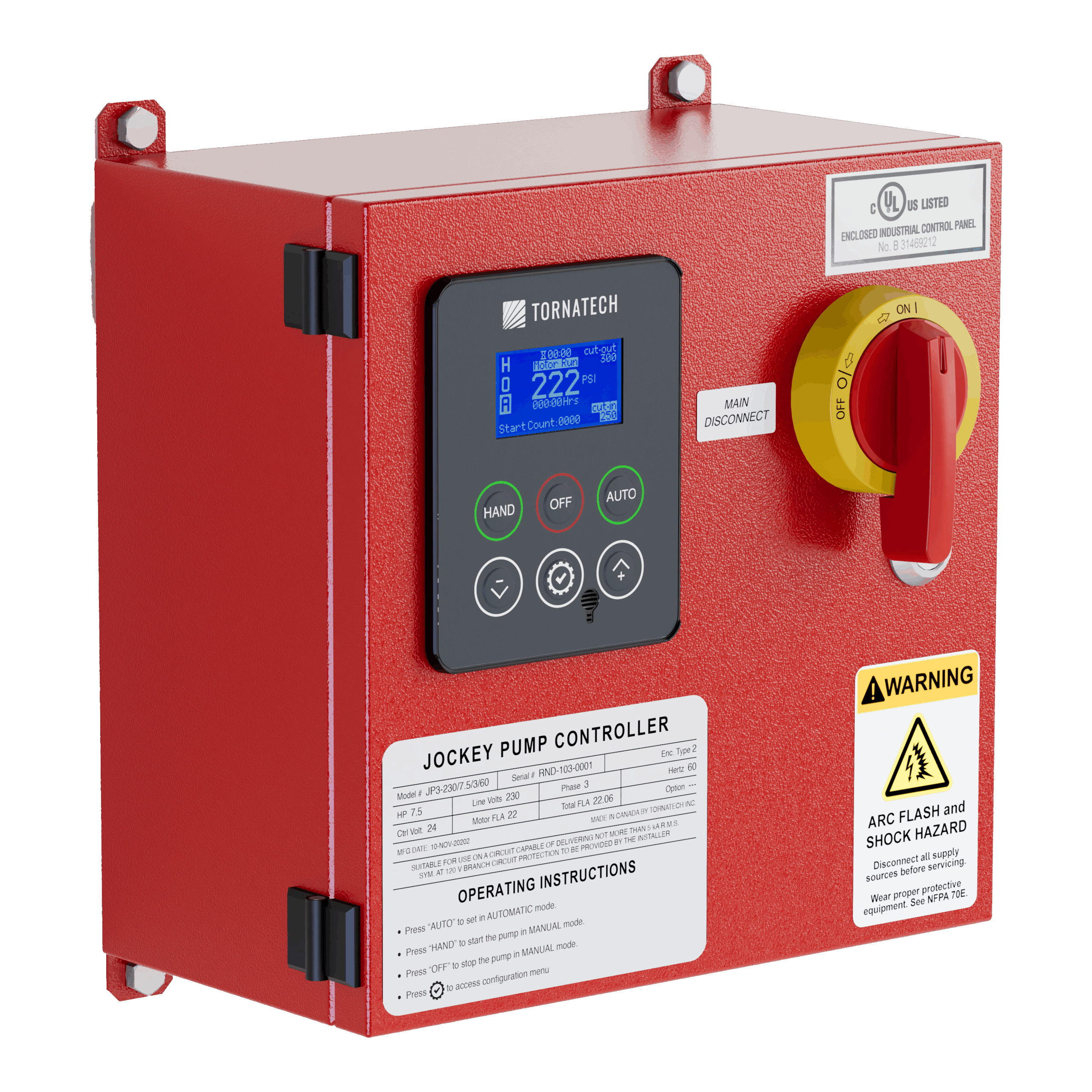 Tornatech Model JPLT — Across-the-Line Jockey Pump Controller